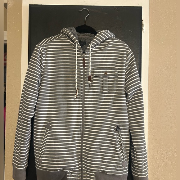 Men’s O’Neill zip up utility sweatshirt with stripe and Teddy inside - Picture 1 of 4